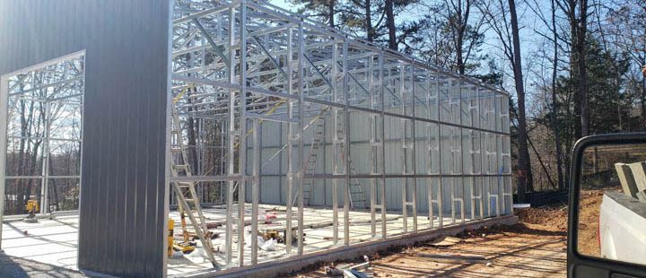 slab foundation with metal frames of an ongoing house construction